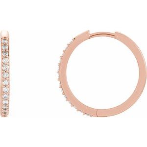 14K Rose 1/8 CTW Natural Diamond Hinged 18 mm Hoop Single Earring Siddiqui Jewelers