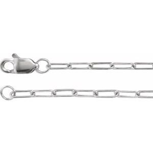 14K White 1.95 mm Elongated Flat Link 20" Chain-Siddiqui Jewelers