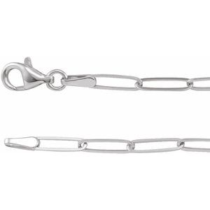 14K White 2.6 mm Elongated Link 24" Chain-Siddiqui Jewelers