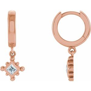 14K Rose 1/5 CT Natural Diamond Beaded Bezel-Set Hoop Earrings Siddiqui Jewelers