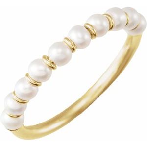 14K Yellow Cultured Freshwater Pearl Ring Size 7 Siddiqui Jewelers