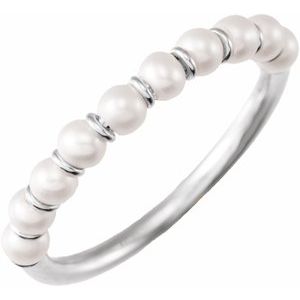 14K White Cultured Freshwater Pearl Ring Size 7 Siddiqui Jewelers
