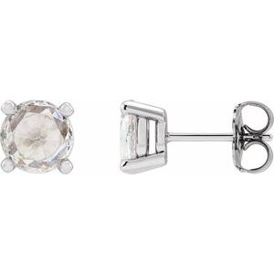 Platinum .07 CTW Rose-Cut Natural Diamond Stud Earrings Siddiqui Jewelers