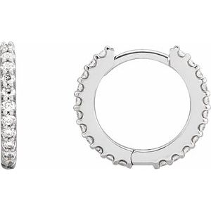 Sterling Silver 3/8 CTW Natural Diamond 14 mm Hoop Earrings Siddiqui Jewelers