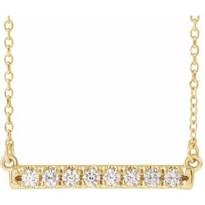 14K Yellow 1/4 CTW Natural Diamond French-Set Bar 16" Necklace Siddiqui Jewelers