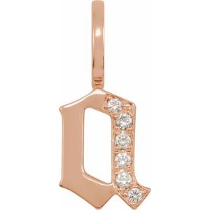 14K Rose .05 CTW Natural Diamond Gothic Initial A Charm/Pendant Siddiqui Jewelers