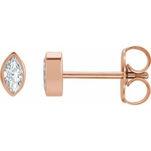 14K Rose .06 CTW Natural Diamond Solitaire Bezel-Set Earrings Siddiqui Jewelers