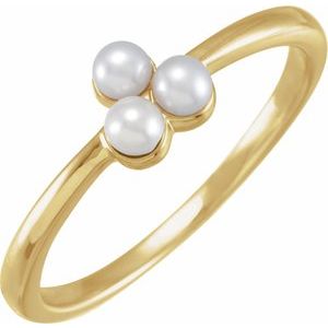 14K Yellow Cultured White Freshwater Pearl Cluster Ring Siddiqui Jewelers
