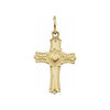 14K Yellow 13x10 mm Youth Cross with Heart Pendant - Siddiqui Jewelers