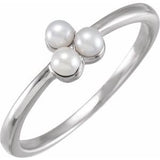 14K White Cultured White Freshwater Pearl Cluster Ring Siddiqui Jewelers