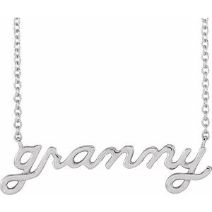 Platinum Lowercase Script Granny 18" Necklace Siddiqui Jewelers