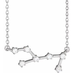 14K White 1/6 CTW Natural Diamond Virgo 16-18" Necklace Siddiqui Jewelers