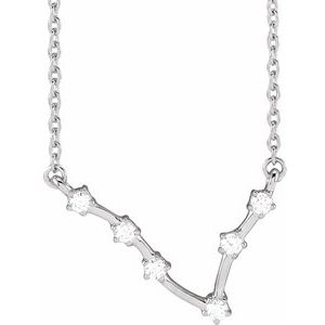 14K White 1/8 CTW Natural Diamond Pisces 16-18" Necklace Siddiqui Jewelers