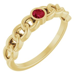 14K Yellow Natural Ruby Curb Chain Ring Siddiqui Jewelers