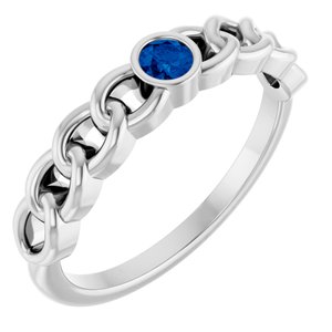 Platinum Natural Blue Sapphire Curb Chain Ring Siddiqui Jewelers