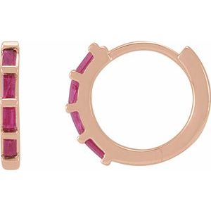 14K Rose  Ruby Huggie Earrings-Siddiqui Jewelers
