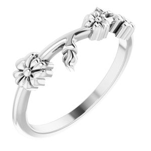 14K White Floral Stackable Ring Siddiqui Jewelers
