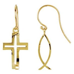 14K Yellow CrossFish™ Earrings - Siddiqui Jewelers
