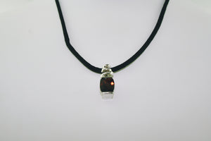Garnet Necklace Set in White Gold (chain sold separately) - Siddiqui Jewelers