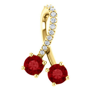 14K Yellow Chatham® Created Ruby & .05 CTW Diamond Pendant - Siddiqui Jewelers
