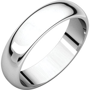 14K White 5 mm Half Round Band Size 9.5 - Siddiqui Jewelers