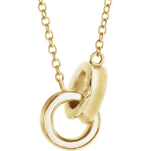 14K Yellow Interlocking Rings 16" Necklace - Siddiqui Jewelers