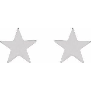 14K White 6.2 mm Star Friction Post & Back Earrings