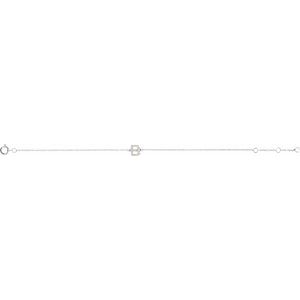 14K White .07 CTW Natural Diamond Initial B 6-7" Bracelet