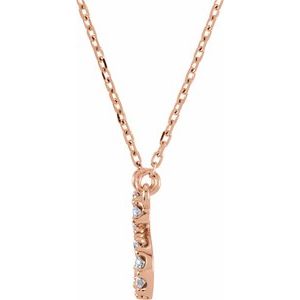 14K Rose 1/8 CTW Natural Diamond Initial X 16" Necklace