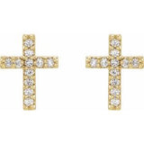 14K Yellow .05 CTW Natural Diamond Cross Earrings