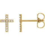14K Yellow .05 CTW Natural Diamond Cross Earrings