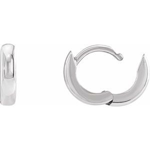 14K White 9.5 mm Hinged Hoop Earrings