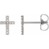 Platinum .05 CTW Natural Diamond Cross Earrings
