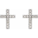 14K White .05 CTW Natural Diamond Cross Earrings
