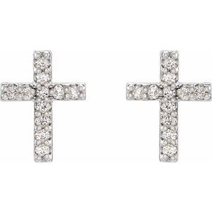 Sterling Silver .05 CTW Natural Diamond Cross Earrings