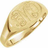 18K Yellow 12x9 mm Oval Signet Ring