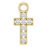 14K Yellow Petite Pavé™ .04 CTW Natural Diamond Cross Dangle