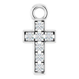 14K White Petite Pavé™ .04 CTW Natural Diamond Cross Dangle