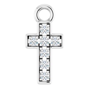 14K White Petite Pavé™ .04 CTW Natural Diamond Cross Dangle