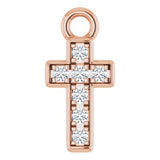 14K Rose Petite Pavé™ .04 CTW Natural Diamond Cross Dangle