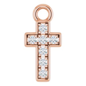 14K Rose Petite Pavé™ .04 CTW Natural Diamond Cross Dangle