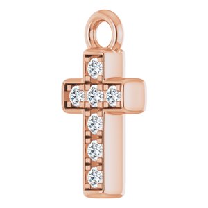 14K Rose Petite Pavé™ .04 CTW Natural Diamond Cross Dangle