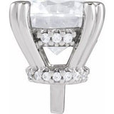 14K White 7.75 mm Round .08 CTW Natural Diamond Semi-Set Peg Setting