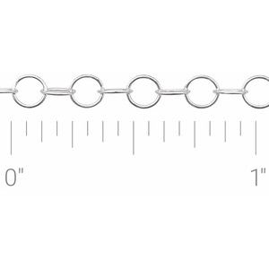 14K White Recycled Metal 3.5 mm Round Cable Chain by the Inch