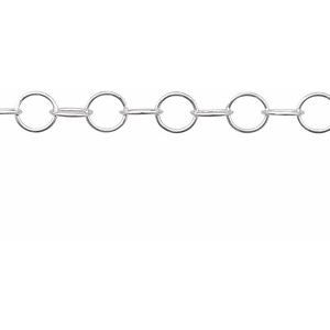 14K White Recycled Metal 3.5 mm Round Cable Chain by the Inch