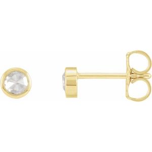 14K Yellow .05 CTW Rose-Cut Natural Diamond Bezel-Set Earrings