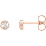 14K Rose .05 CTW Rose-Cut Natural Diamond Bezel-Set Earrings