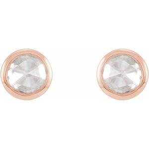 14K Rose .05 CTW Rose-Cut Natural Diamond Bezel-Set Earrings