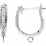 14K White .03 CTW Natural Diamond Hinged Hoop Earring Top