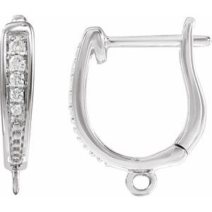 14K White .03 CTW Natural Diamond Hinged Hoop Earring Top